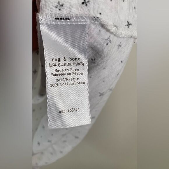 Rag & Bone EUC white/black patterned short sleeve t shirt Size Small - Picture 4 of 5